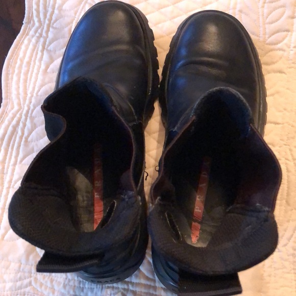 Prada Women’s Made In Italy Chunky Sole stretchy sides pull on rugged booties - Picture 5 of 15